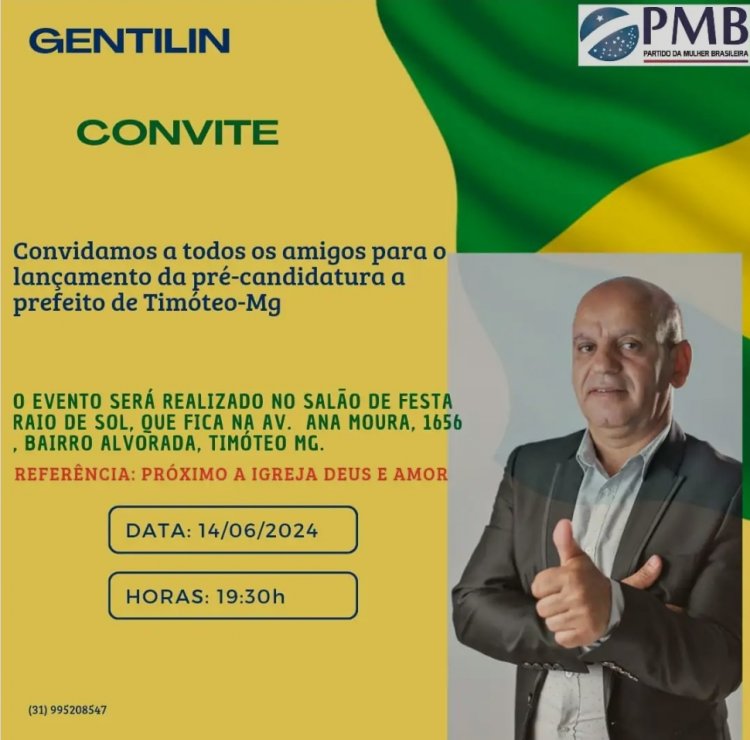 Gentilin anunciou sua Pré-Candidatura para Prefeito em Timóteo
