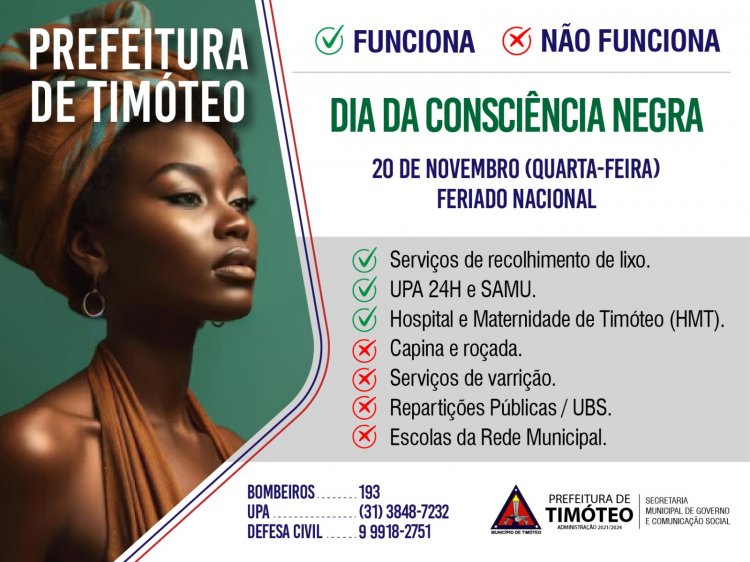 Dia da Consciência Negra é feriado em Timóteo