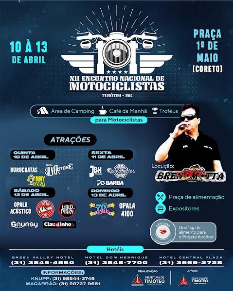 Timóteo recebe motociclistas de diversas localidades a partir desta quinta-feira