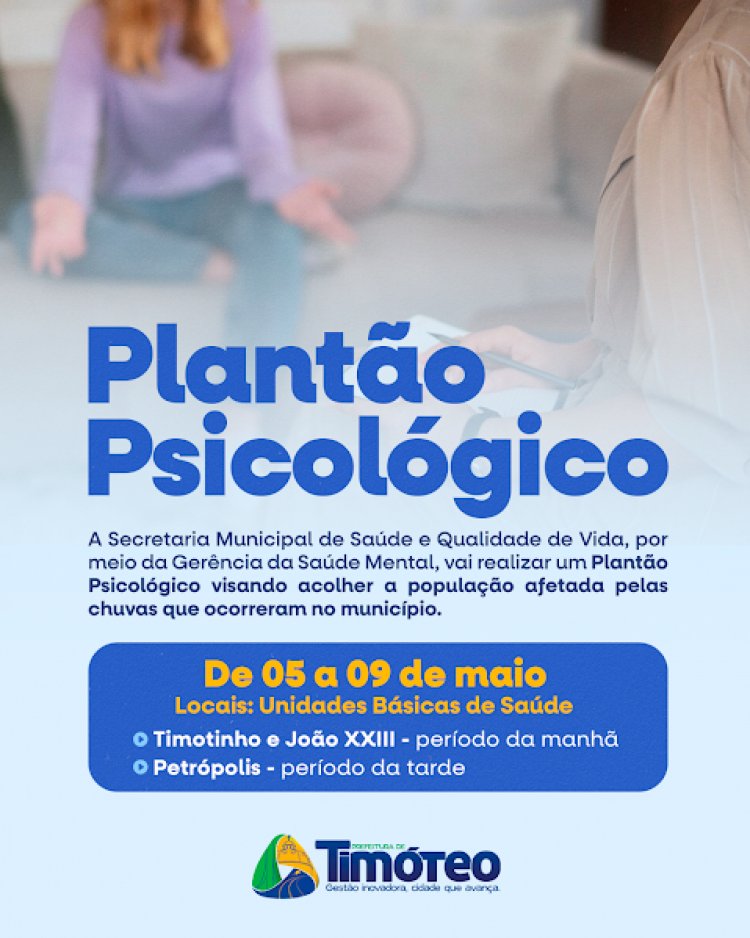 Plantão Psicológico: Prefeitura de Timóteo disponibiliza atendimento para pessoas afetadas pelas fortes chuvas